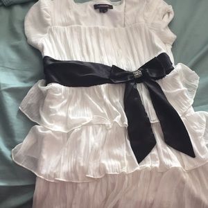 Girls holiday dress white w/ black bow
